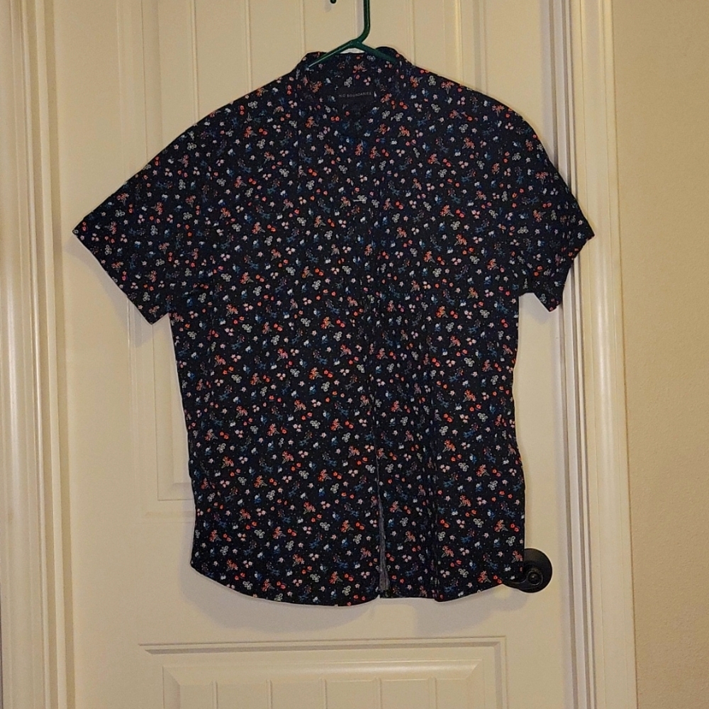 No Boundaries black/pink button down